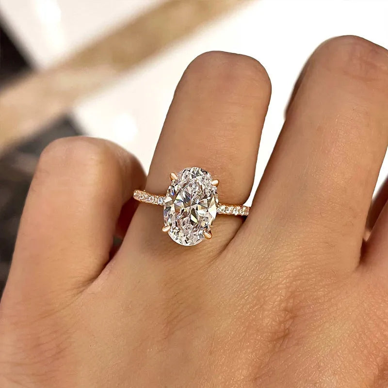 Sterling Silver Oval Diamond Engagement Ring For Woman Mychicdress