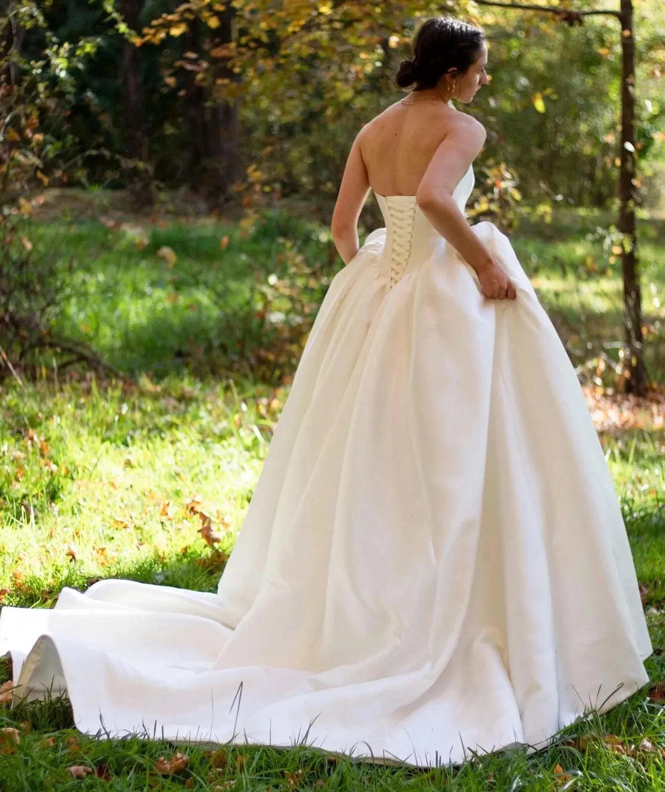 Strapless Basque Waist Wedding Dresses Ball Gown Satin Mychicdress