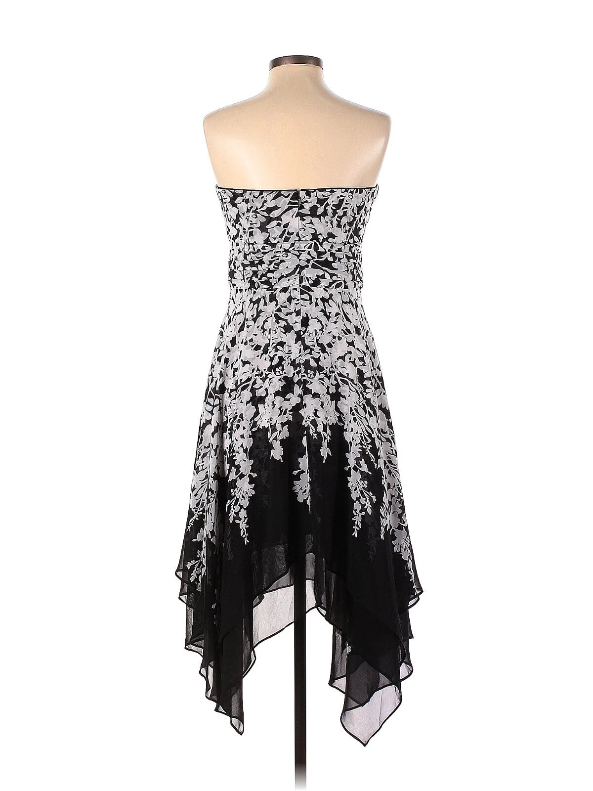 Strapless Black White Handkerchief Dresses for Homecoming 2026