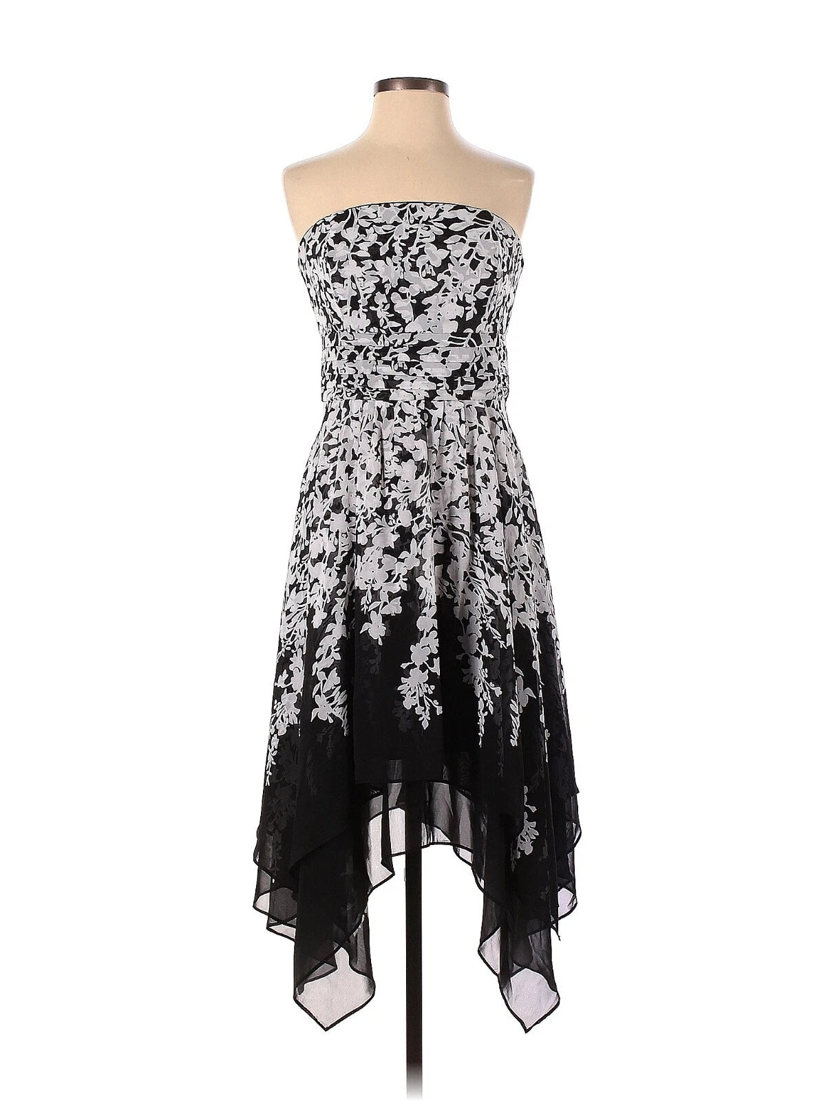 Strapless Black White Handkerchief Dresses for Homecoming 2026