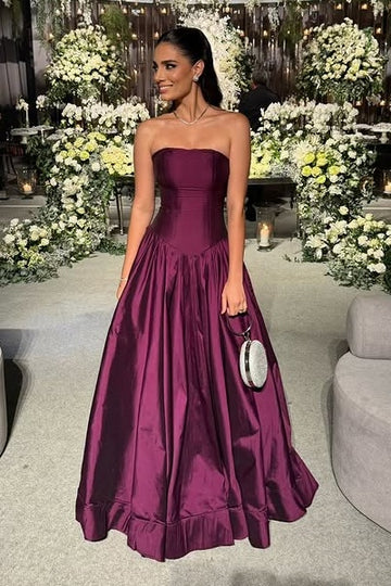 Strapless Navy Blue Corset Evening Gown Satin Prom Dress Sleeveless