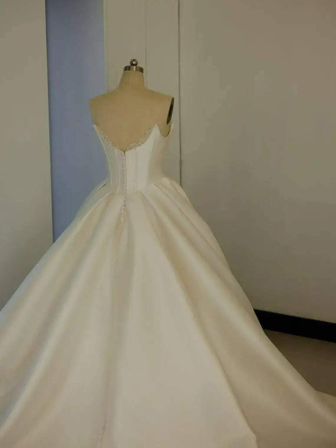 Strapless Corset Satin Wedding Dresses with Detachable Sleeves