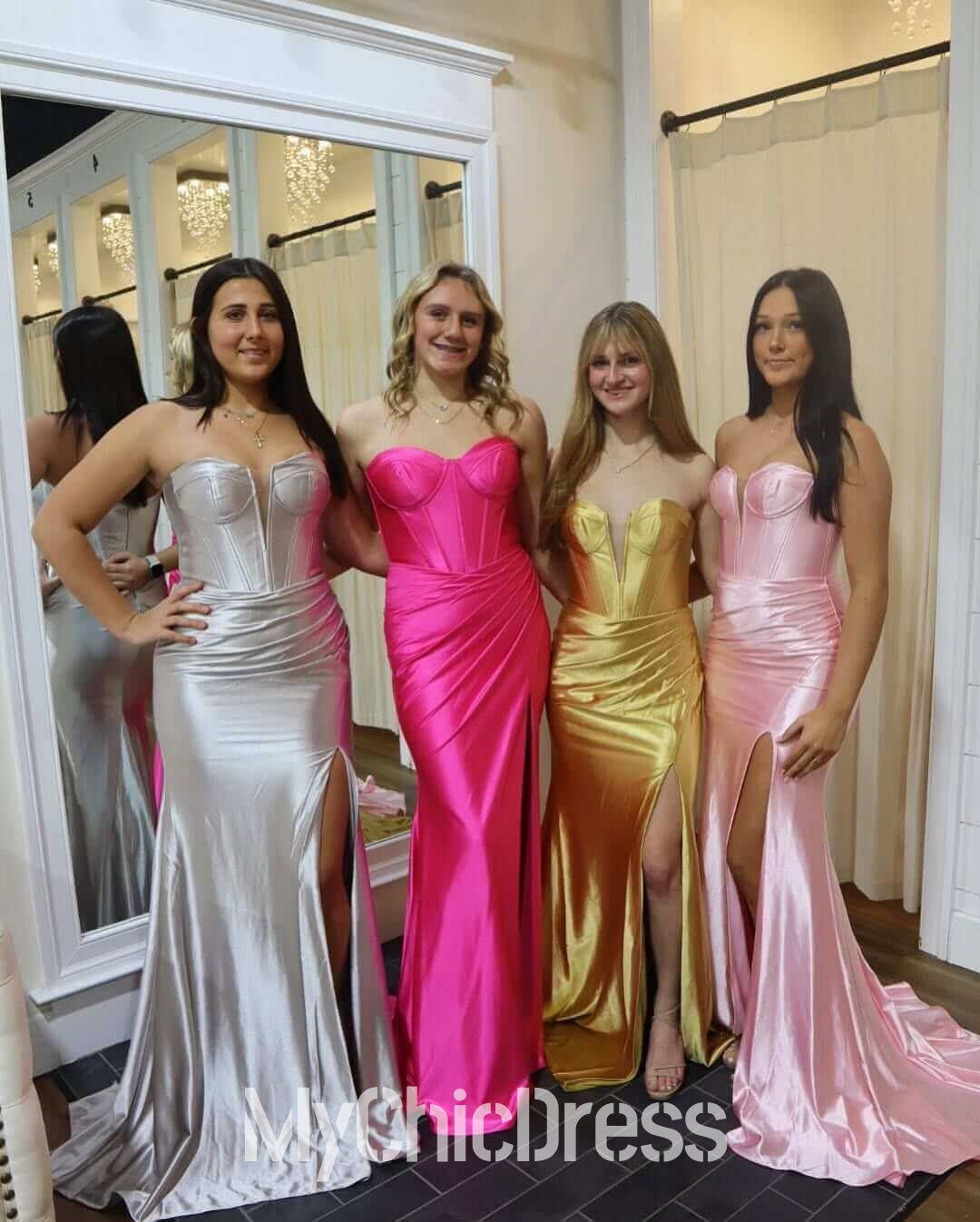 strapless evening gown