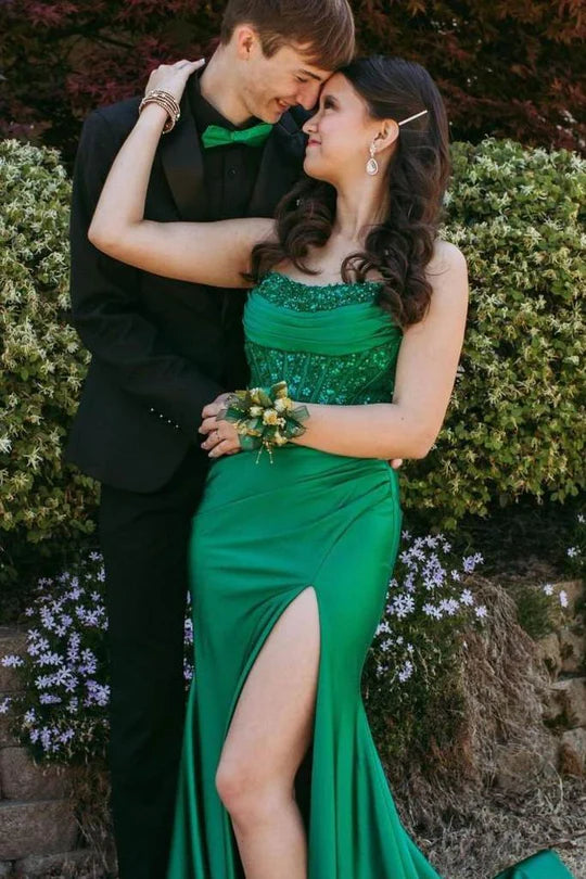 Glitter Mermaid Corset Blue Lace Prom Dress Near Me Beaded with Slit