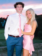 Strapless Mini Homecoming Dress Pink Satin with Irregular Hem
