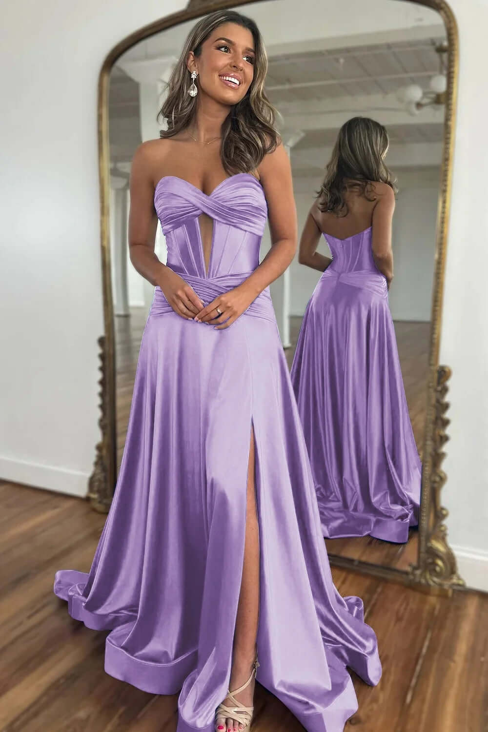 Strapless Magenta Plus Size Prom Dresses Satin Long with Train
