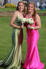 Straps Long Senior Prom Dress Mermaid Backless