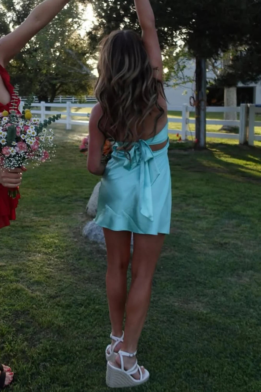 Sweetheart Aqua Silk Satin Cheap Homecoming Dress Open Back MyChicDress Sweetheart Aqua Silk Satin Cheap Homecoming Dress Open Back MyChicDress