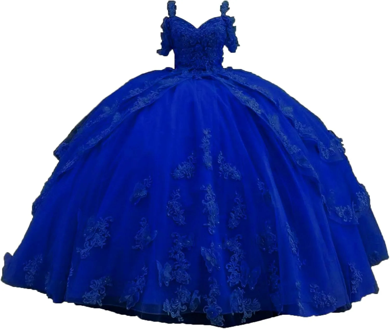 Sky Blue Sweetheart Butterfly Quinceanera Dresses Multi-Layer Sweet 16