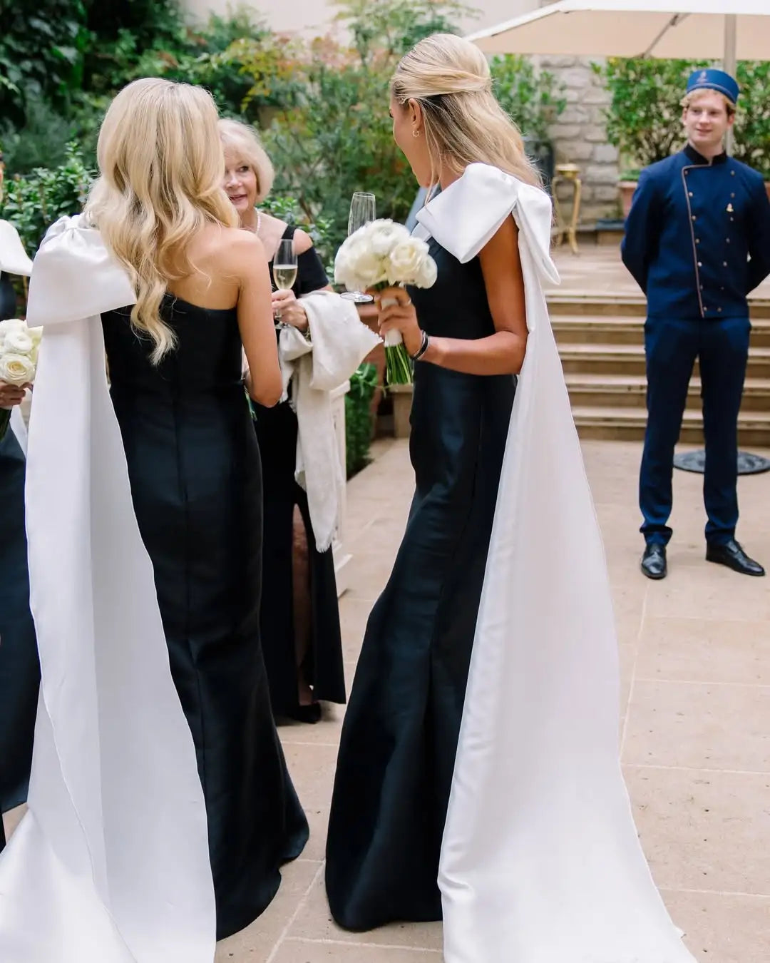 Unique Black One Shoulder Satin Bridesmaid Dress White Straps