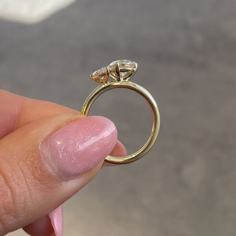 Unique Yellow Gold Women's Engagement Ring Two Pear Cut Mychicdress