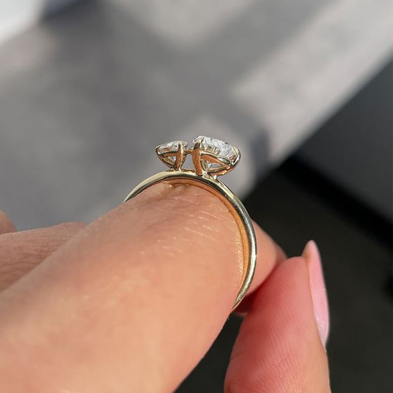 Unique Yellow Gold Women's Engagement Ring Two Pear Cut Mychicdress