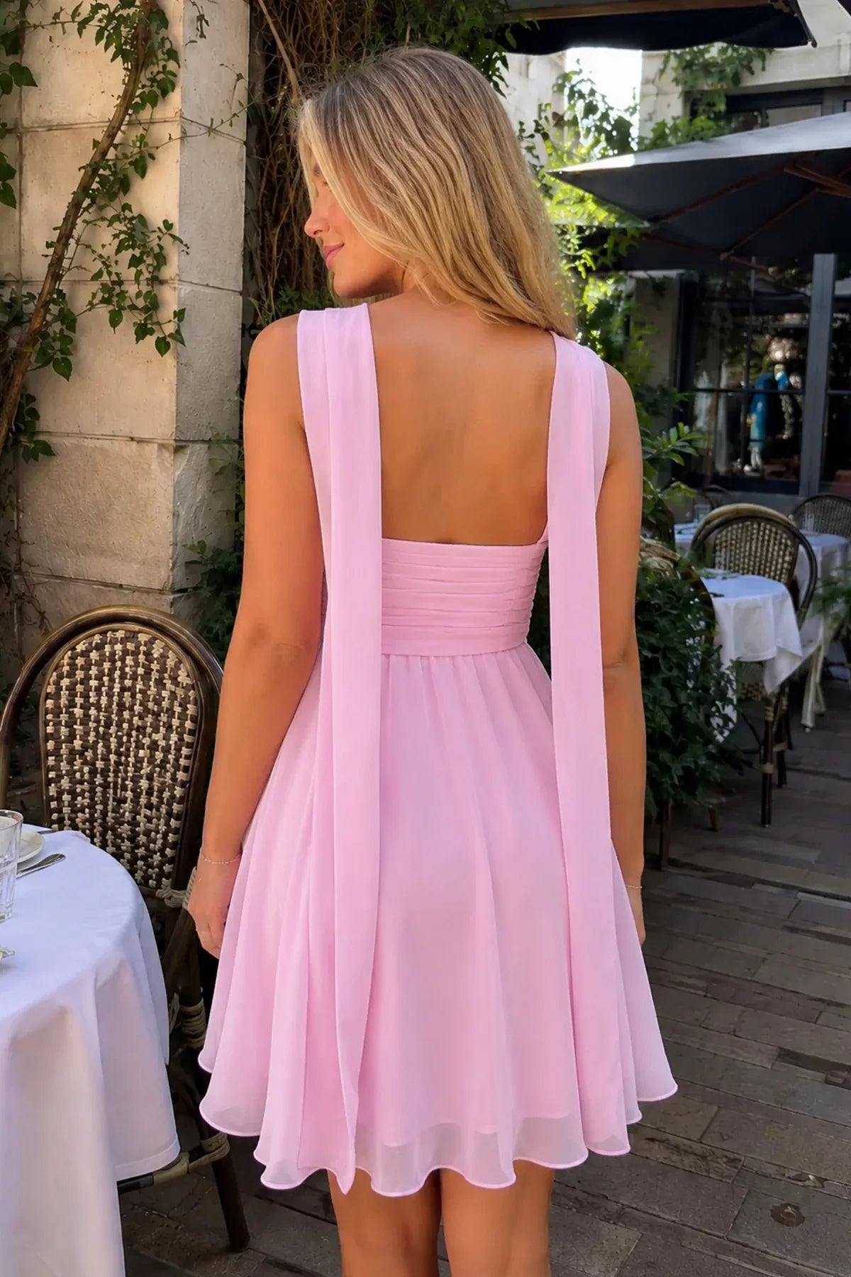 Unique Strapless Chiffon Short Yellow Hoco Dress With Scarf