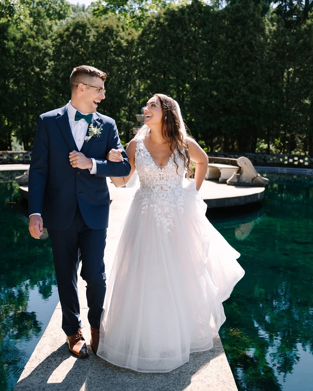 Unique Garden Wedding Dress Lace V Neck A-Line Beach Bridal Gown