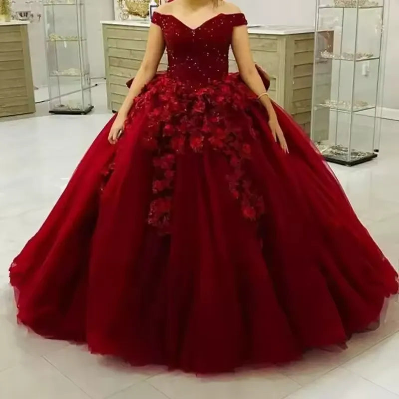 Vintage Burgundy Lace Vestidos De 15 Anos XV Quinceanera Dresses