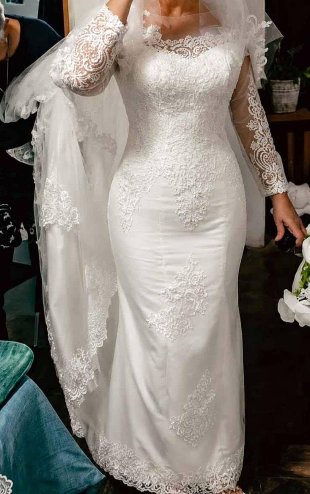 Vintage Long Sleeves Lace Mermaid Wedding Dress Near me