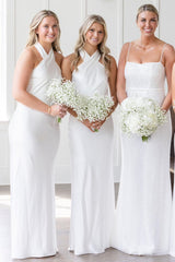 Black Floor length Bridesmaid Dress Boho Halter Cutout Back - MyChicDress