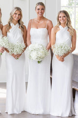 Black Floor length Bridesmaid Dress Boho Halter Cutout Back - MyChicDress