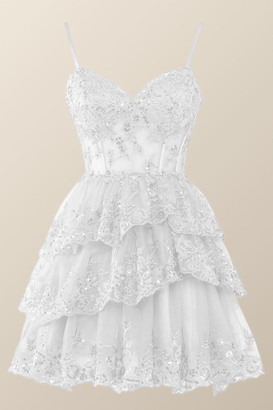 Hot Pink Short Prom Dress Straps Appliques Tiered Homecoming Dress Layered - MyChicDress