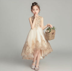 Shining Lace Appliques Beadings Ball Gown Flower Girl Dresses Pageant Dress