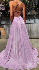 Sparkly Purple Glitter Sequin Prom Dresses Long Evening Gowns