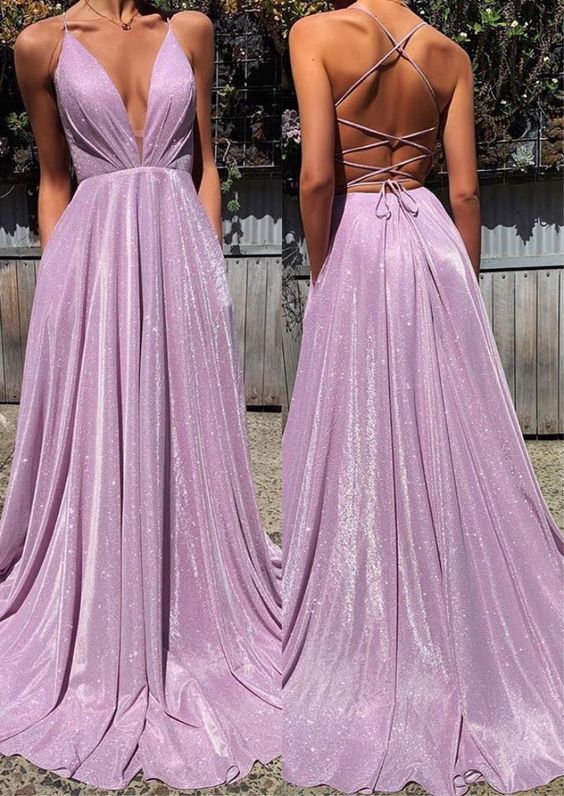 Sparkly Purple Glitter Sequin Prom Dresses