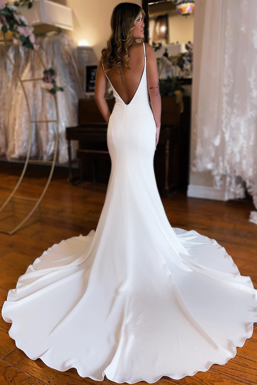 V-neck Backless Prom Dresses Beach Wedding Dress V-neck Backless Prom Dresses Beach Wedding Dress