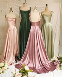 Simple Emerald Green Bridesmaid Dresses Long Wedding Guest Dress