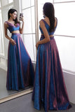 Glitter Two Piece Sequin Prom Dresses Long Evening Dress