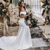 Mermaid Two Piece Beach Wedding Dresses with Split Summer Maxi Dresses