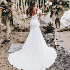 Mermaid Two Piece Beach Wedding Dresses with Split Summer Maxi Dresses
