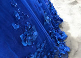 3D Flowers Crystals Royal Blue Quinceanera Dresses With Appliques Sweet 16 Dress