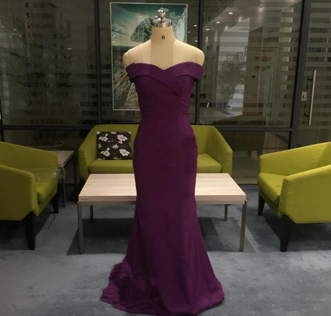 Floor Length Off the Shoulder Mermaid Dark Purple Bridesmaid Dresses ...