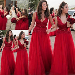 Lace Bridesmaid Dresses red