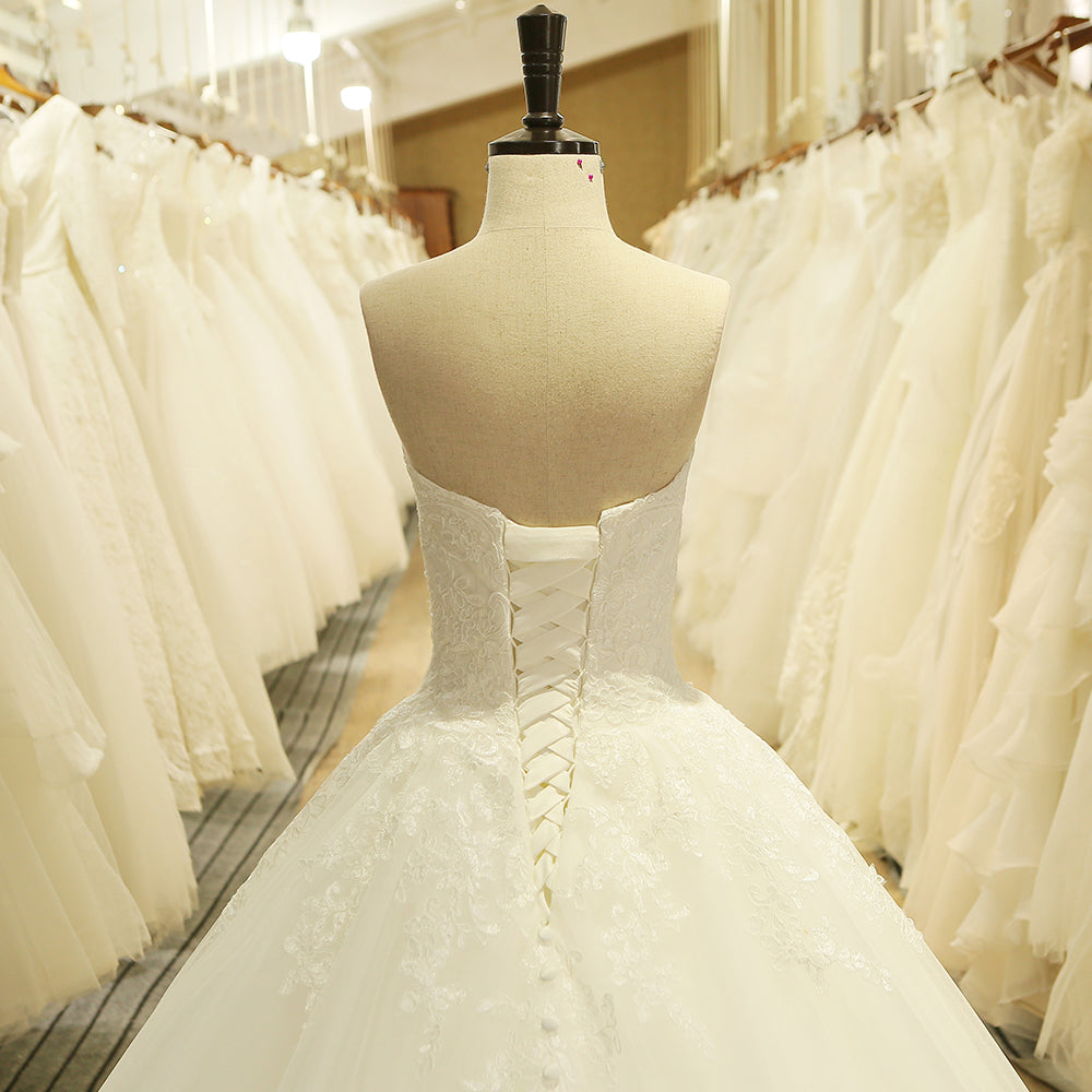 A Line Sweetheart Lace Vintage Bridal Wedding Dresses Lace Up - MyChicDress