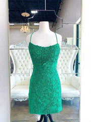 Formal Green Lace Short Homecoming Dresses Graduation Dress