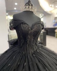 Ball Gown 2025 Black Quinceañera Dress Off the Shoulder Wedding Dress Gothic MyChicDress