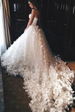 Elegant Sweetheart Ball Gown Beach Wedding Dresses With Appliques