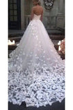 Elegant Sweetheart Ball Gown Beach Wedding Dresses With Appliques