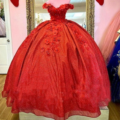 Sequin Red Quinceanera Dresses