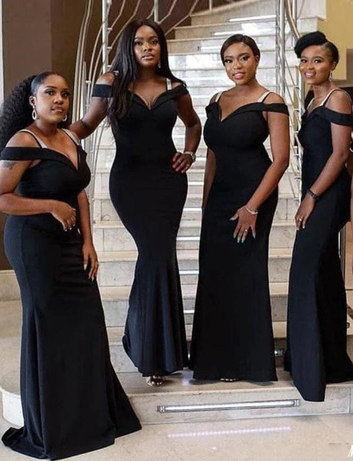Black Off the Shoulder Bridesmaid Dresses Satin Wedding Guest Dresses US6 / Same as Picture Black Off the Shoulder Bridesmaid Dresses Satin Wedding Guest Dresses US6 / Same as Picture