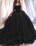 Black Wedding Dresses Gothic Ball Gown Sweetheart Tulle Bridal Dress