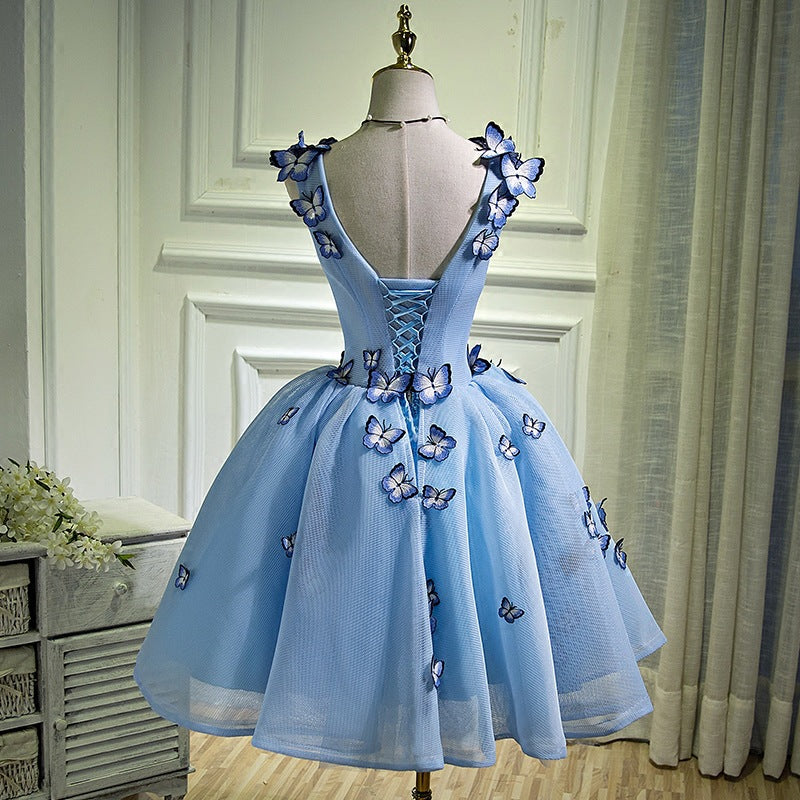 Blue Short Mini butterfly homecoming dress - MyChicDress