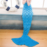 Blue Fish-scale Kids Mermaid Blankets for girls
