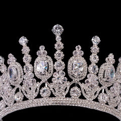 Luxury Elliptical Zircon Bridal Crowns Wedding Party Classical Crown For Women