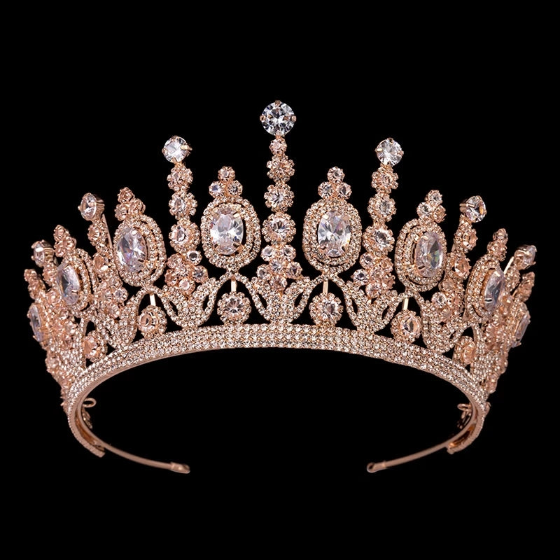 Luxury Elliptical Zircon Bridal Crowns Wedding Party Classical Crown F ...