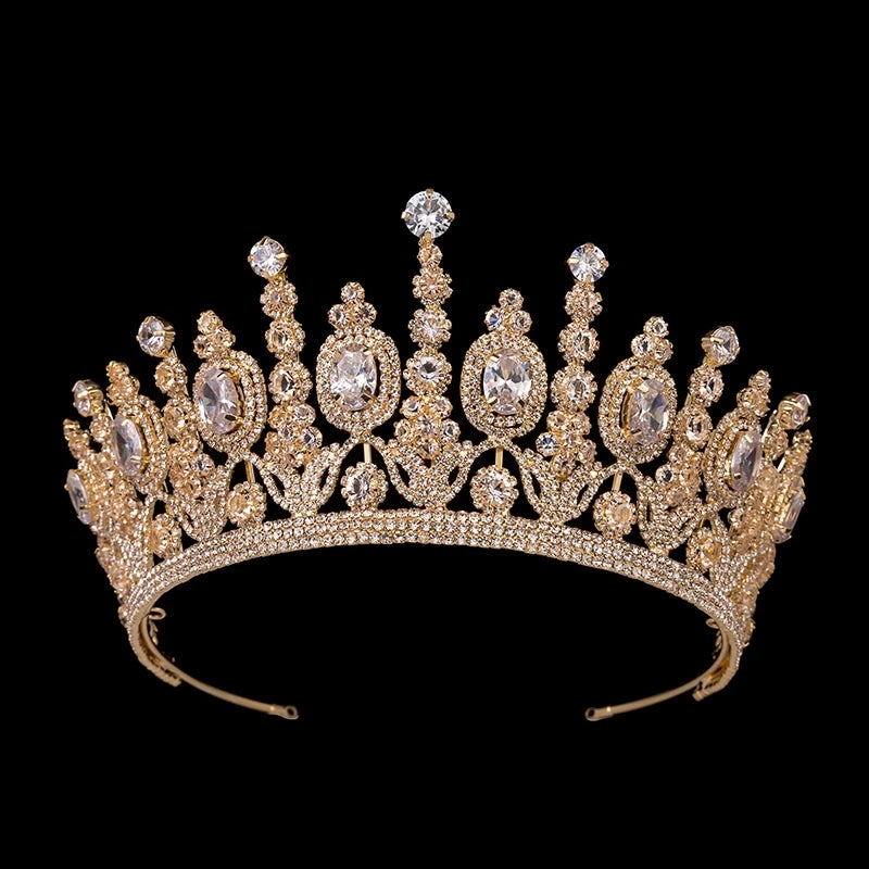 Luxury Elliptical Zircon Bridal Crowns Wedding Party Classical Crown F ...