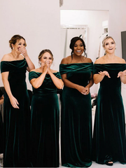 Cheap Vintage Velvet Green Bridesmaid Dresses Winter Long Simple Wedding Guest Dress MyChicDress