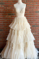 Cheap 2024 Prom Dresses Sequin Tulle V Neck Ruffles Formal Dresses Long