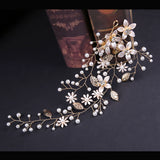 Cheap Gold Leaf Wedding Hair Accessory Pearls Crowns